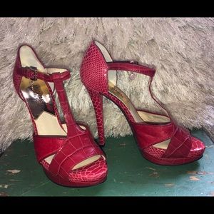 Michael Kors Calf Fur T Strap Heels Sz 7